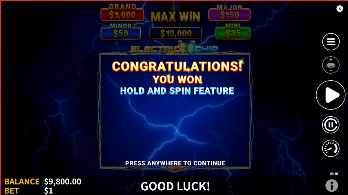 Tampilan visual slot Electric Chip dengan nuansa neon dan petir